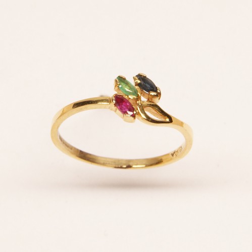 9ct Gold Sapphire/Emerald/Ruby Ring